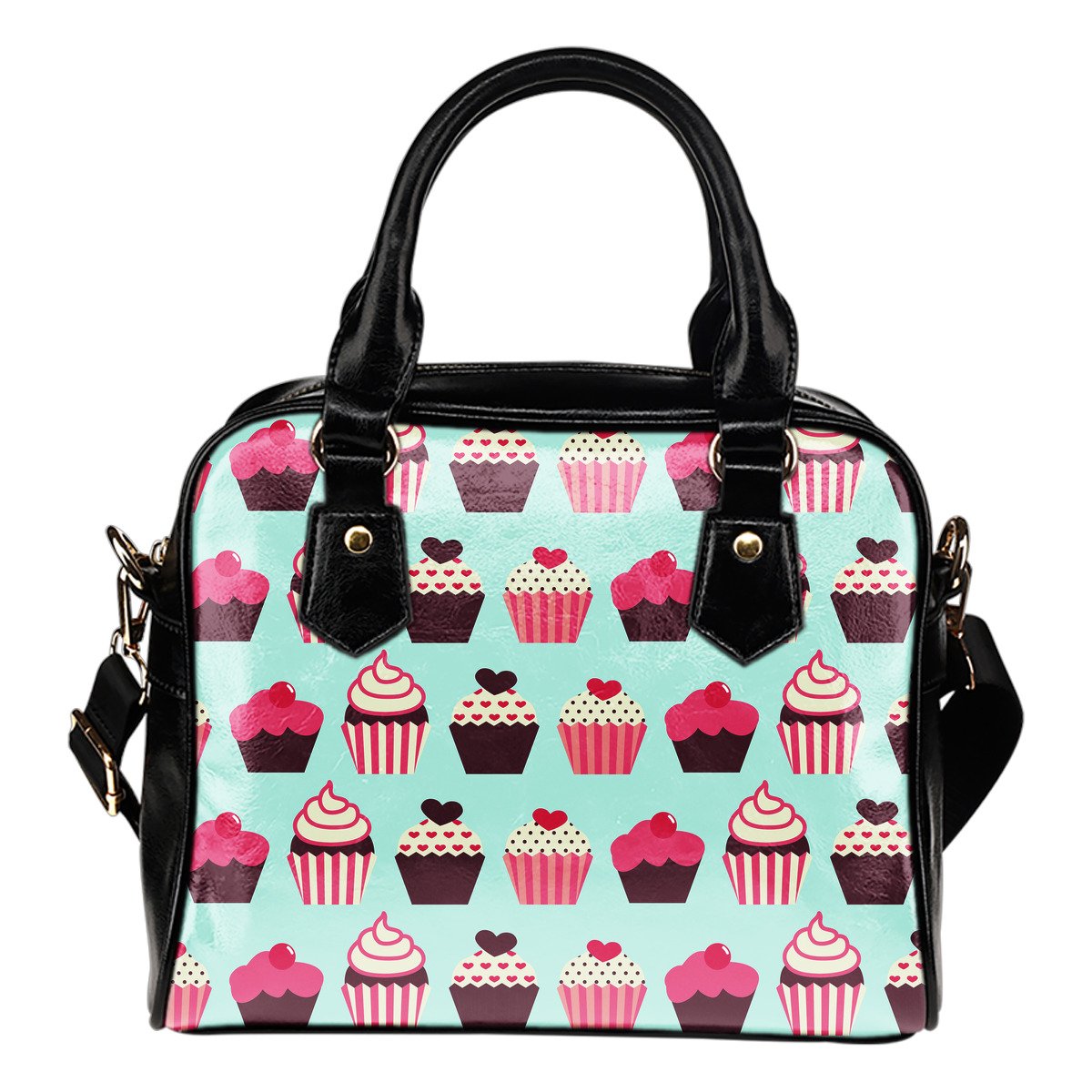 CupCake Print Pattern Leather Shoulder Handbag