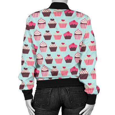 CupCake Print Pattern Women Casual Bomber Jacket