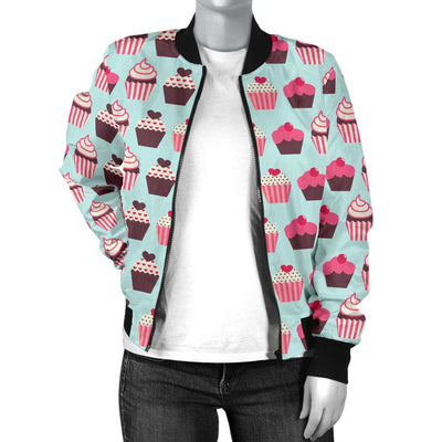 CupCake Print Pattern Women Casual Bomber Jacket