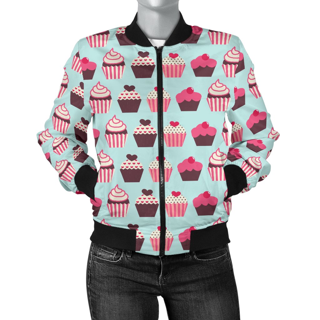 CupCake Print Pattern Women Casual Bomber Jacket