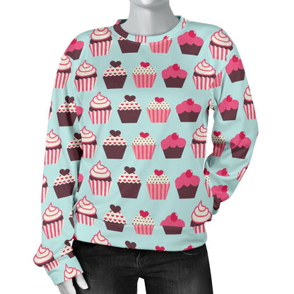CupCake Print Pattern Women Crewneck Sweatshirt