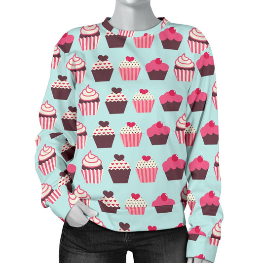 CupCake Print Pattern Women Crewneck Sweatshirt