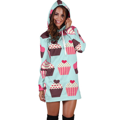 CupCake Print Pattern Women Hoodie Dress