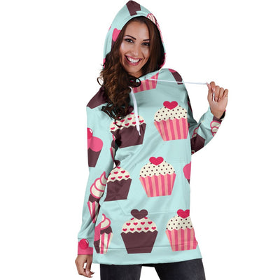 CupCake Print Pattern Women Hoodie Dress