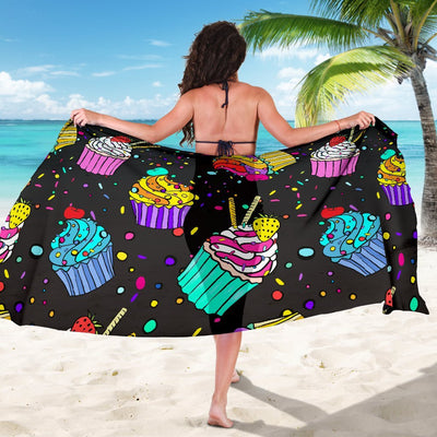 Cupcake Print Beach Sarong Pareo Wrap