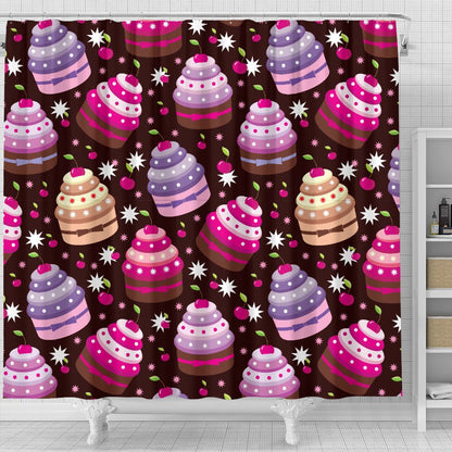 Cupcake Print Shower Curtain