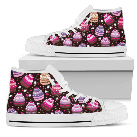 Cupcake Print Women High Top Canvas Shoes