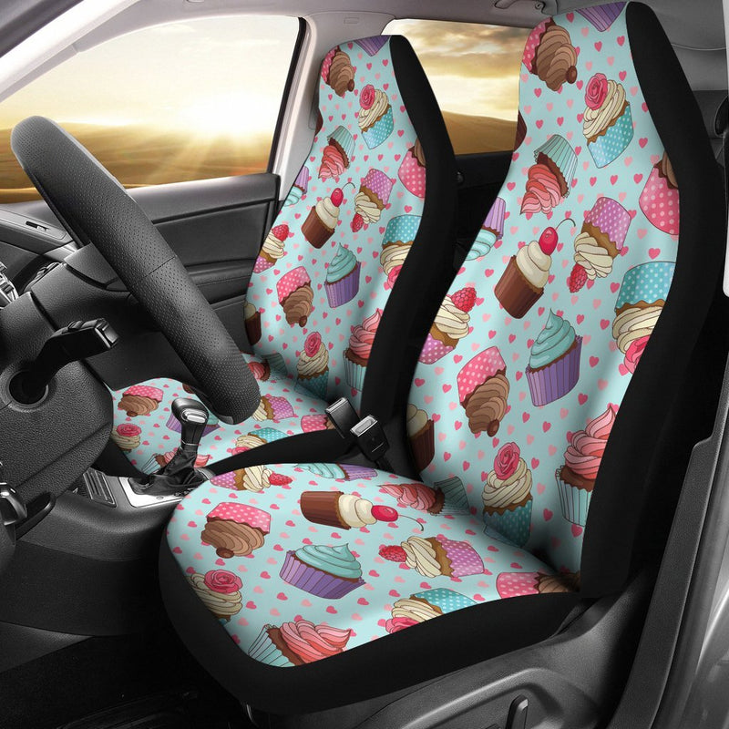 Cupcakes Fancy Heart Print Pattern Universal Fit Car Seat Covers