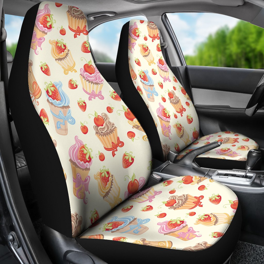 Cupcakes Strawberry Cherry Print Universal Fit Car Seat Covers