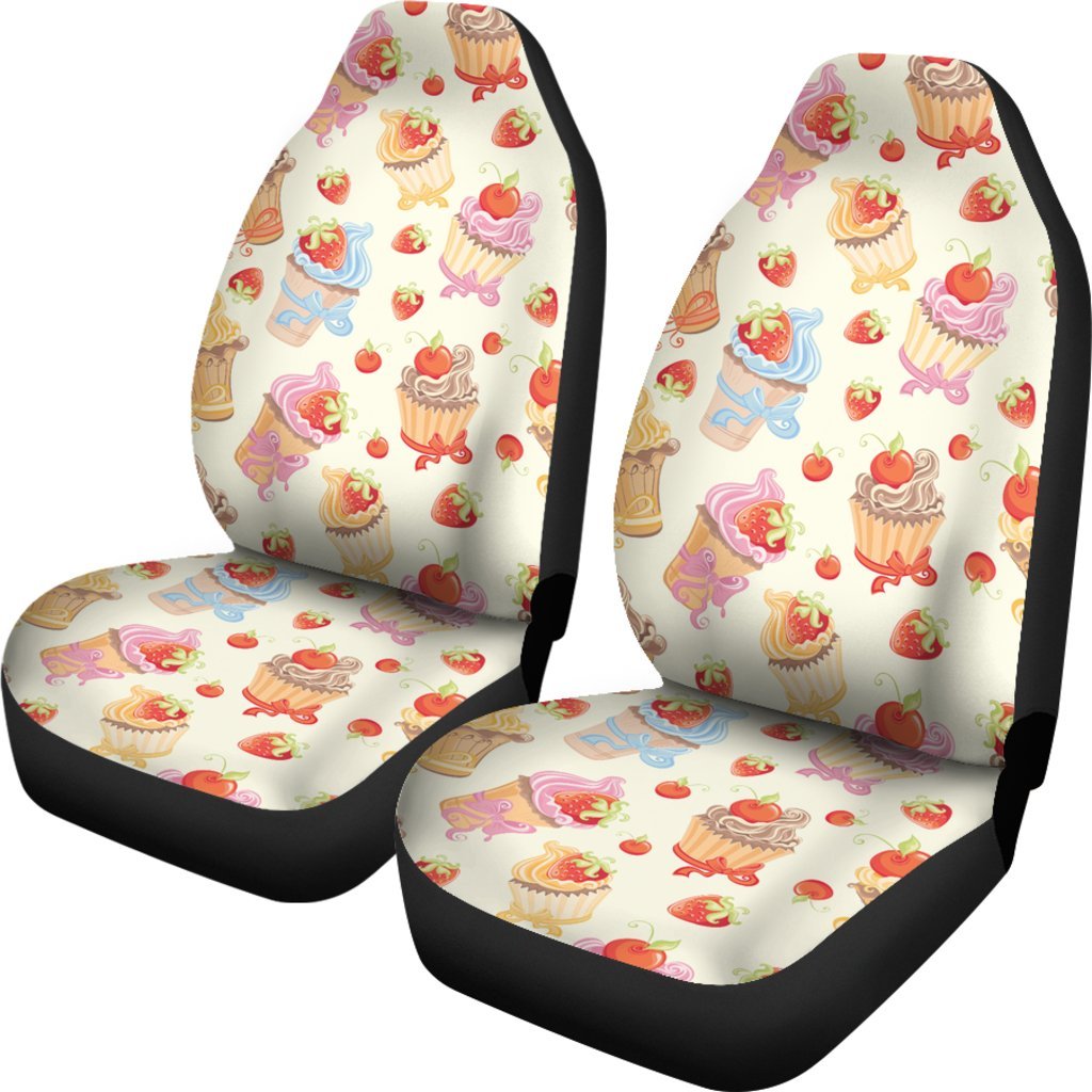 Cupcakes Strawberry Cherry Print Universal Fit Car Seat Covers