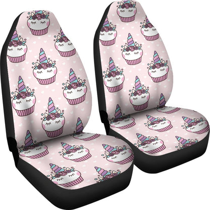 Cupcakes Unicorn Print Pattern Universal Fit Car Seat Covers