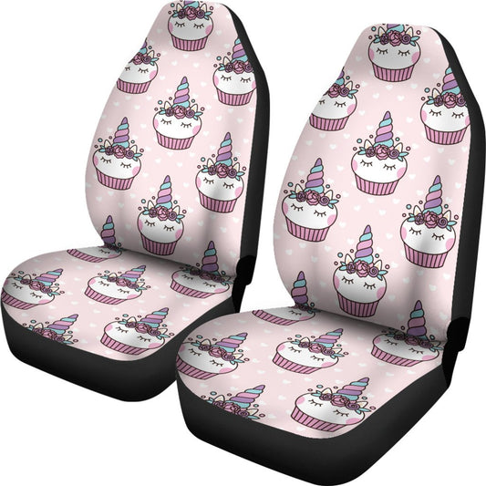 Cupcakes Unicorn Print Pattern Universal Fit Car Seat Covers