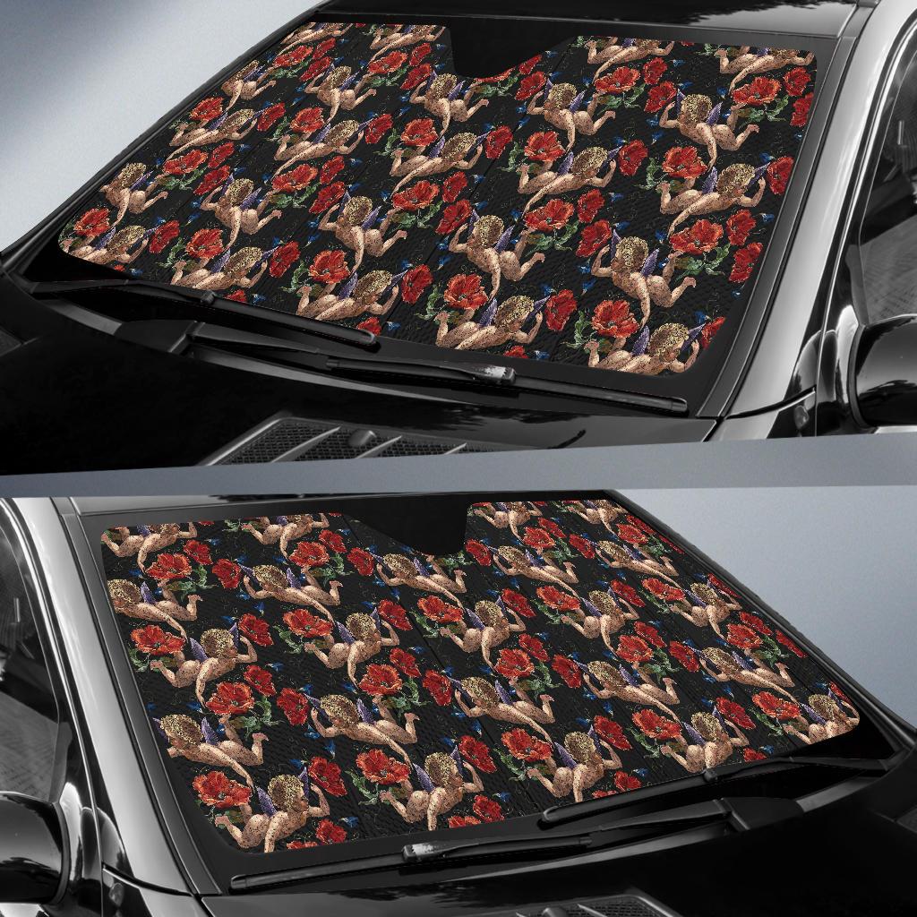Cupid Pattern Print Design 05 Car Sun Shade-JORJUNE.COM