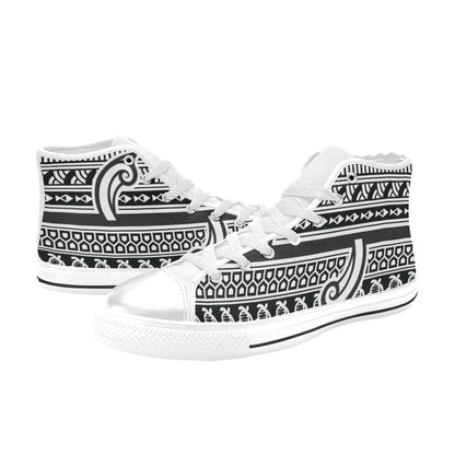 Samoan Style Print Design LKS305 High Top Women's White Shoes
