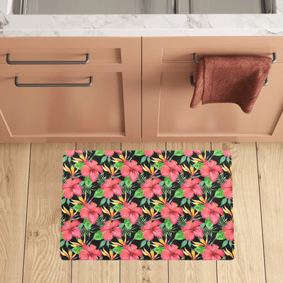 Red Hibiscus Pattern Print Design HB07 Kitchen Mat