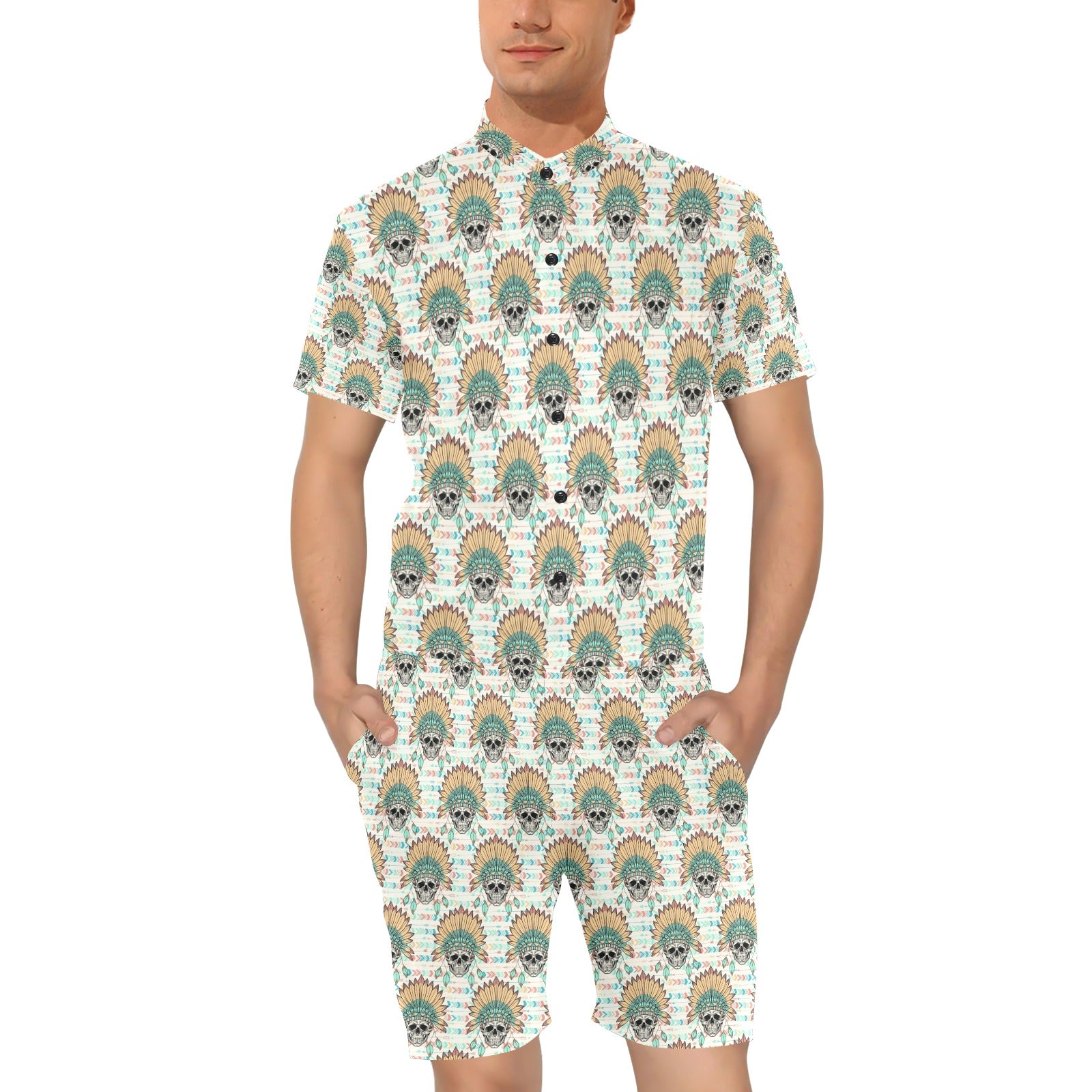 Boho Pattern Print Design 04 Men's Romper