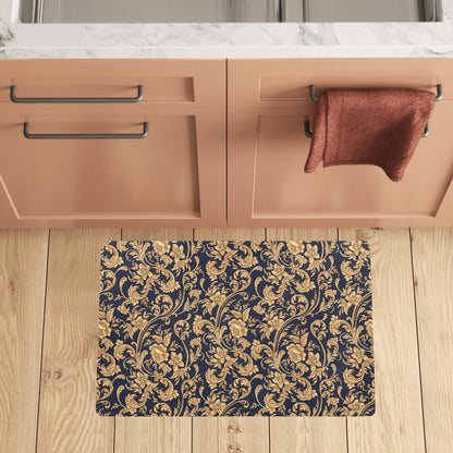 Baroque Golden Pattern Print Design 03 Kitchen Mat