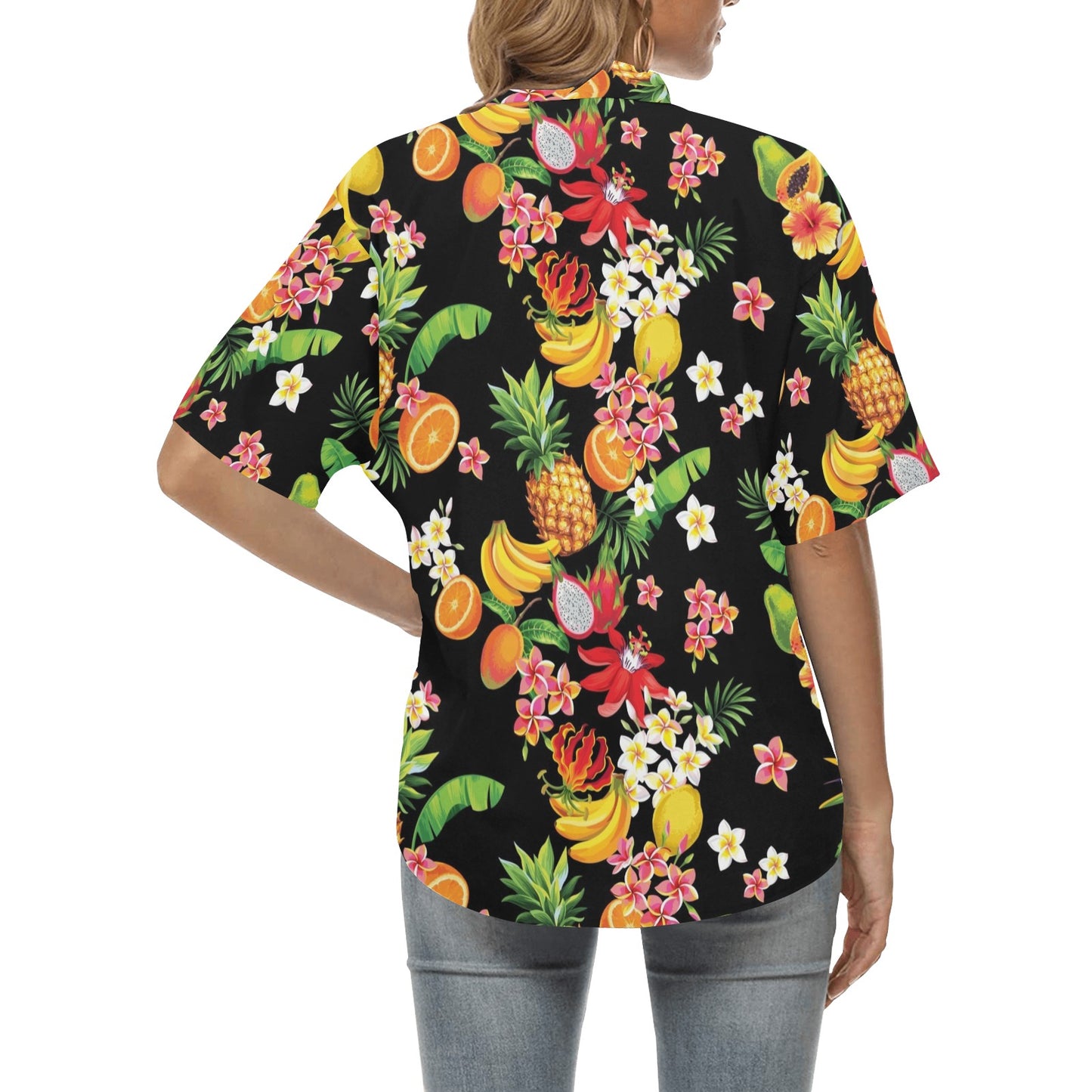 Tropical Fruits Pattern Print Design TF02 Women's Hawaiian Shirt