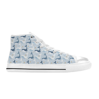 Whale Print Design LKS305 High Top Women's White Shoes