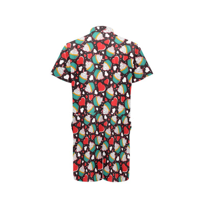 Cupcakes Heart Print Pattern Men's Romper