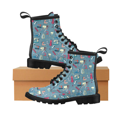 Sewing Equipment Print Design LKS301 Women's Boots