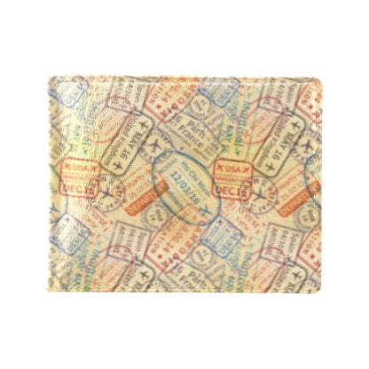 Travel Stamp Print Design LKS302 Men's ID Card Wallet