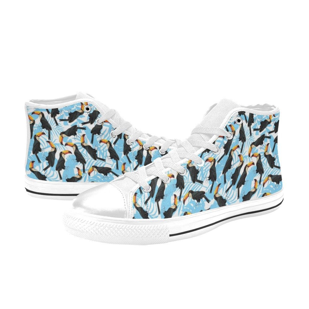 Toucan Print Design LKS303 High Top Women's White Shoes