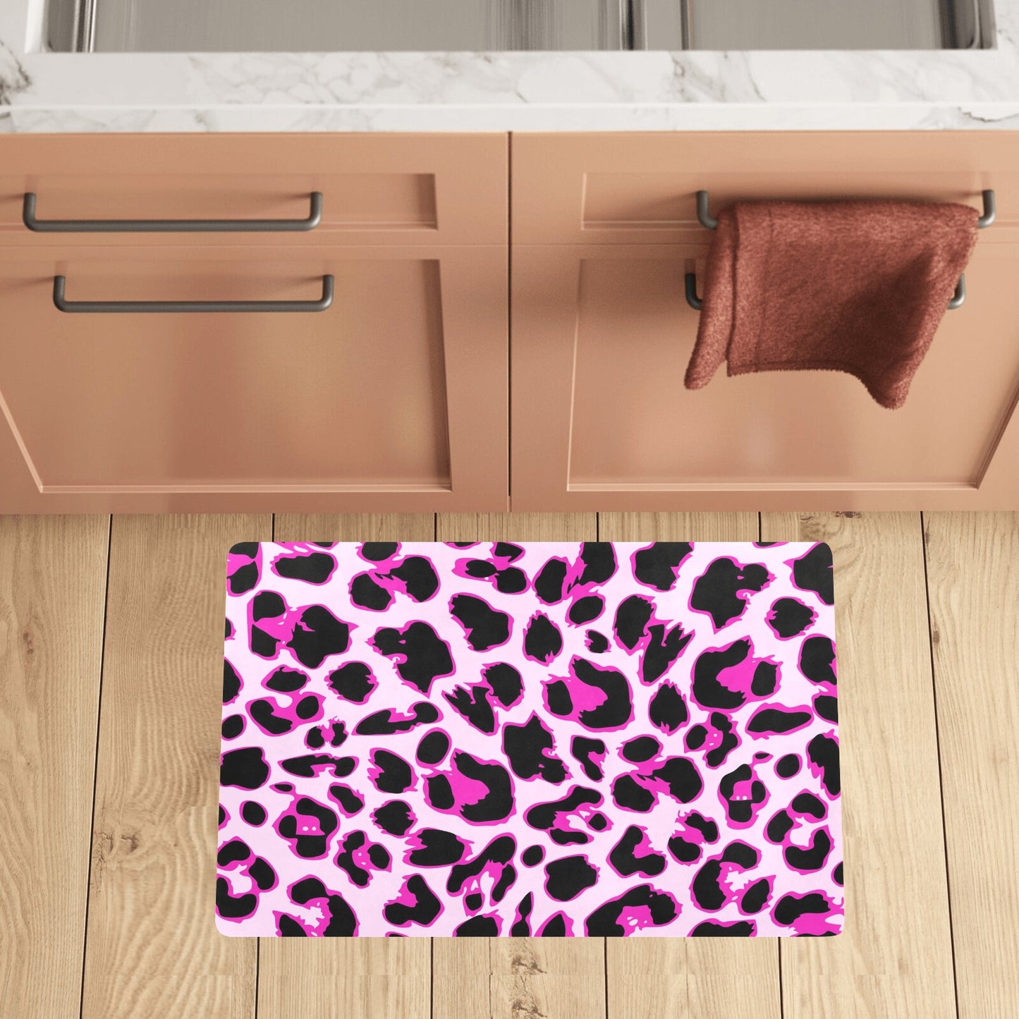 Pink Leopard Print Kitchen Mat