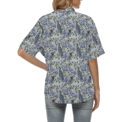 Guinea Fowl Print Design LKS402 Women's Hawaiian Shirt