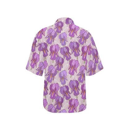 Iris Pattern Print Design IR05 Women's Hawaiian Shirt