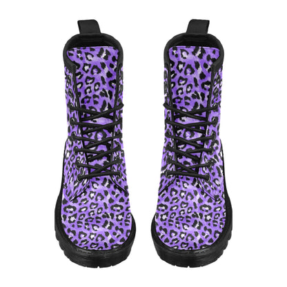 Leopard Purple Skin Print Women's Boots