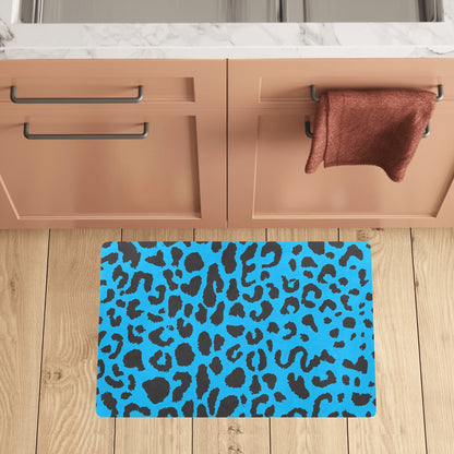 Cheetah Blue Print Pattern Kitchen Mat