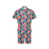 Red Hibiscus Pattern Print Design HB02 Men's Romper