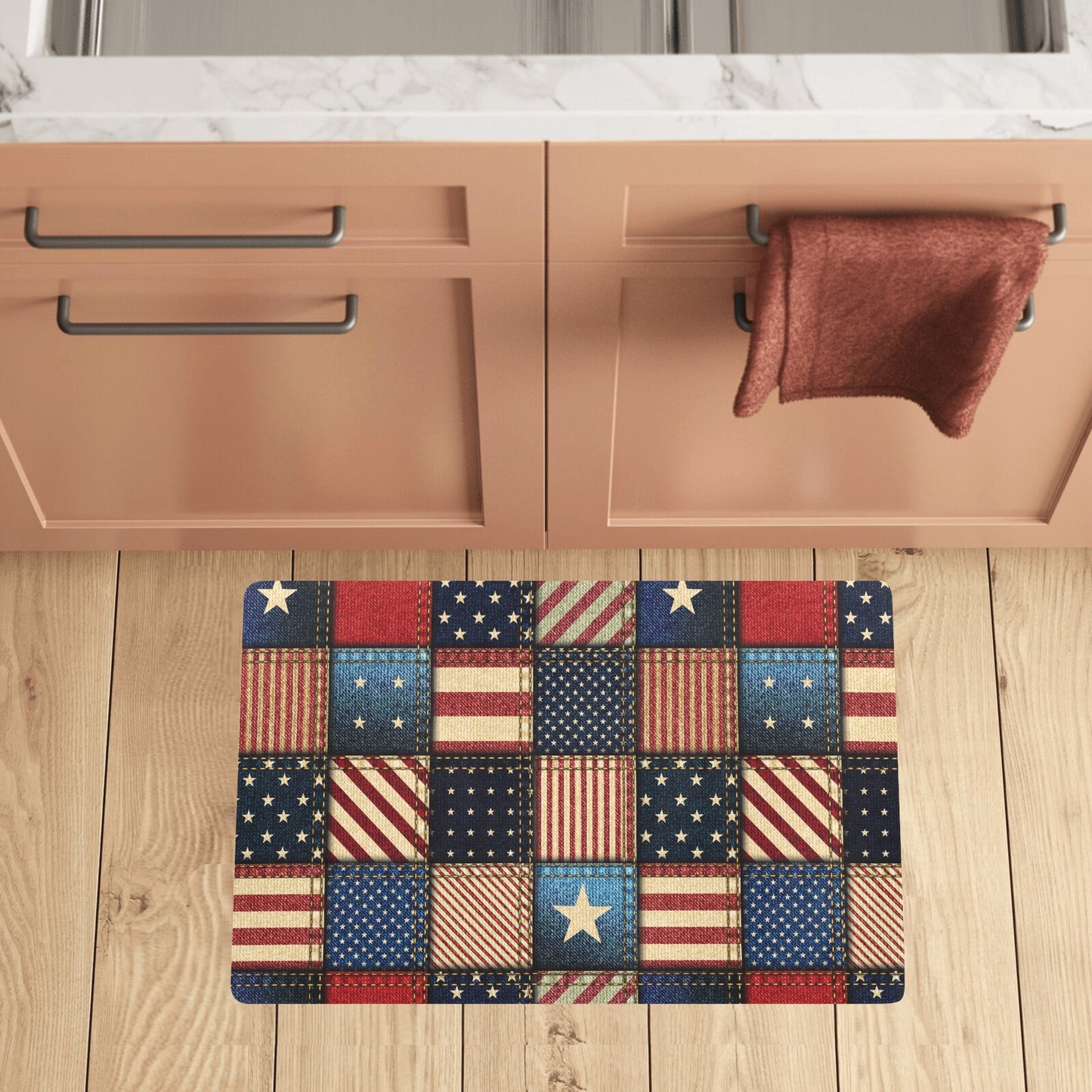American flag Patchwork Design Kitchen Mat