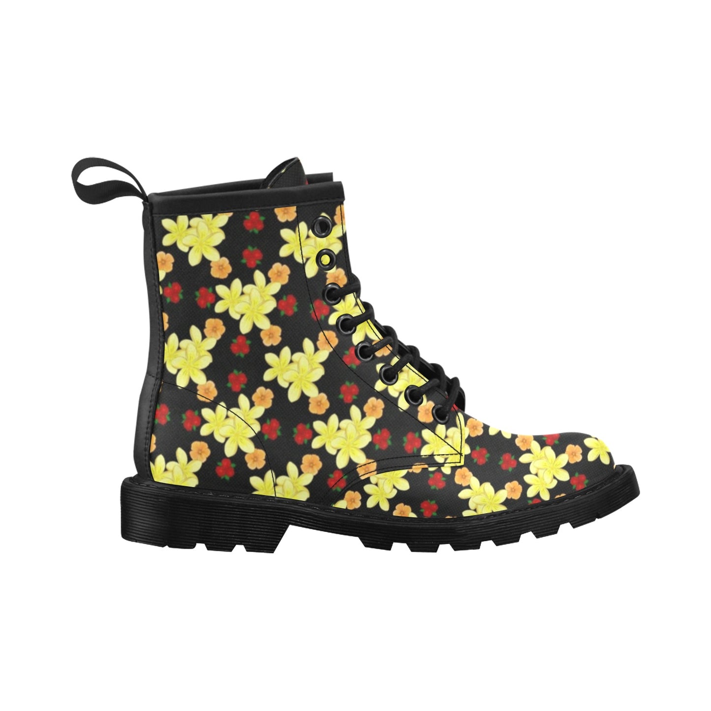 Yellow Plumeria Pattern Print Design PM04 Women's Boots