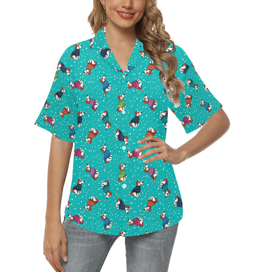 Russell Terriers Print Design LKS309 Women's Hawaiian Shirt