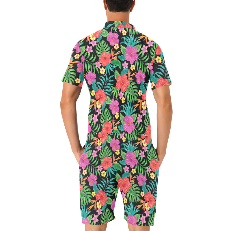 Hibiscus Red Hawaiian Flower Men's Romper