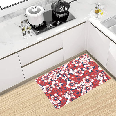 Red Hibiscus Pattern Print Design HB01 Kitchen Mat