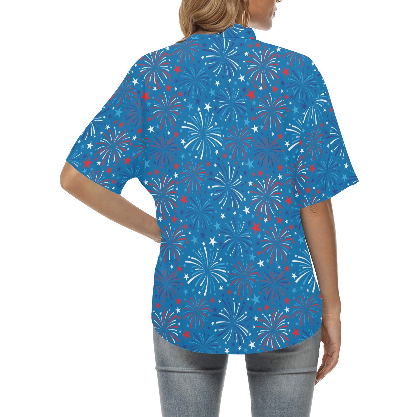 Firework Celebration Print Design LKS304 Women's Hawaiian Shirt