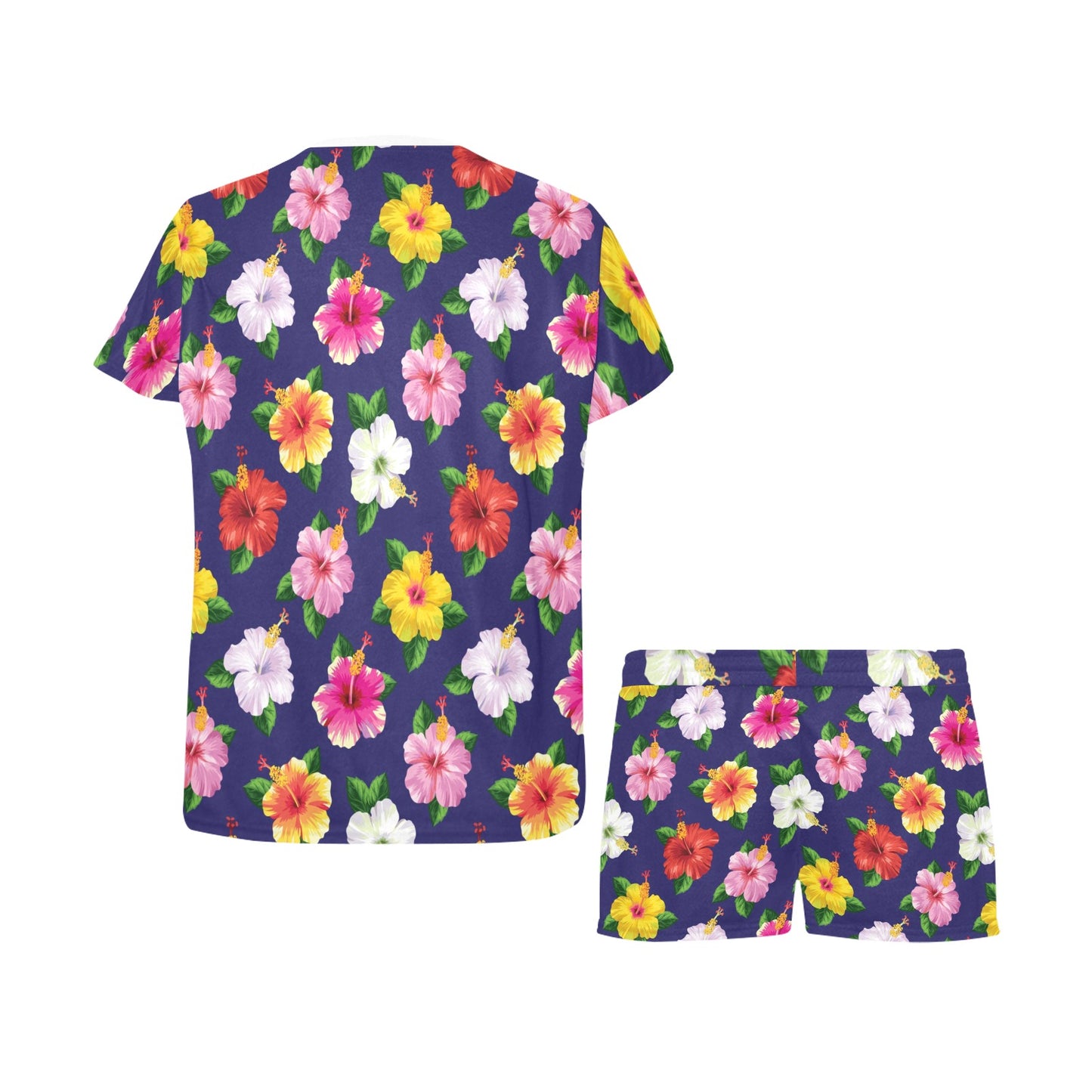 Hibiscus Colorful Print Design LKS301 Women's Short Pajama Set