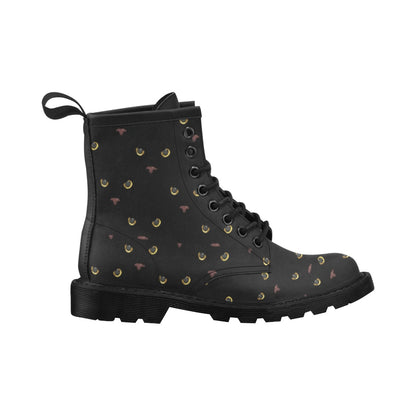 Black Cat Face Print Pattern Women's Boots