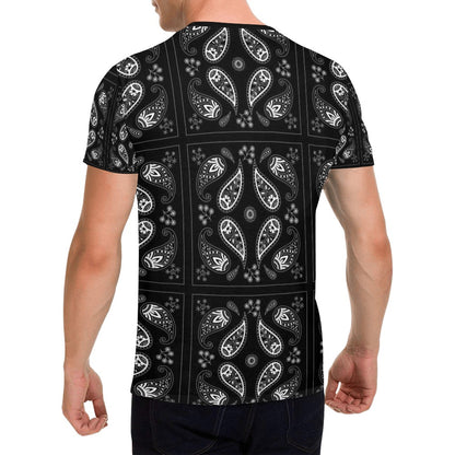 Bandana Paisley Black Print Design LKS308 Men's All Over Print T-shirt