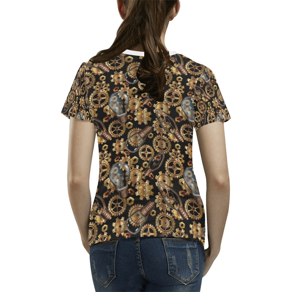 Steampunk Lightbulb Print Design LKS304 Women's  T-shirt