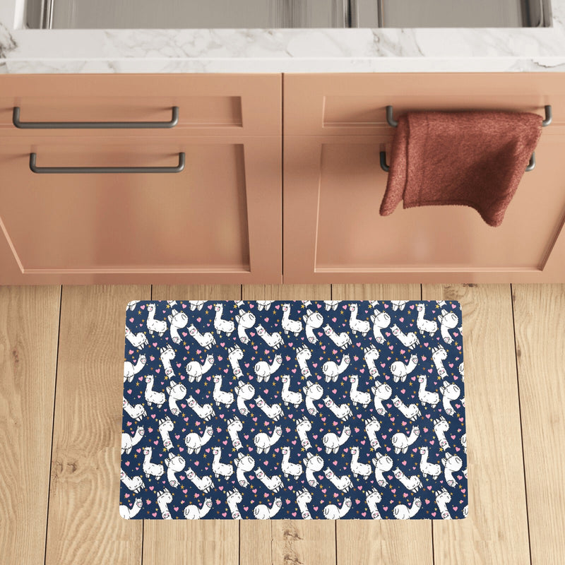 Alpaca Heart Star Design Themed Print Kitchen Mat