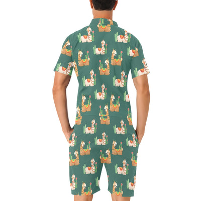 Llama Cactus Pattern Print Design 07 Men's Romper