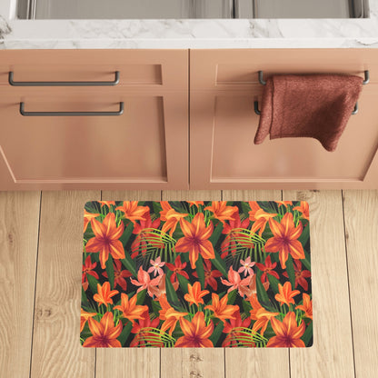Amaryllis Pattern Print Design AL05 Kitchen Mat