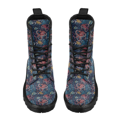 Underwater Giant Squid Print Design LKS302 Women's Boots