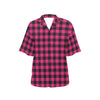 Pink Tartan Plaid Pattern Women's Hawaiian Shirt