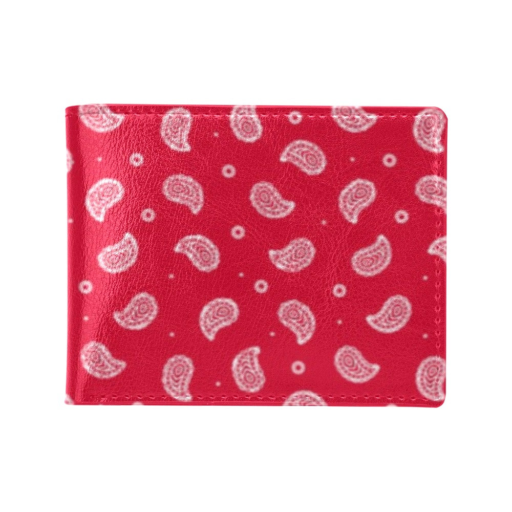 Bandana Red Paisley Print Design LKS305 Men's ID Card Wallet