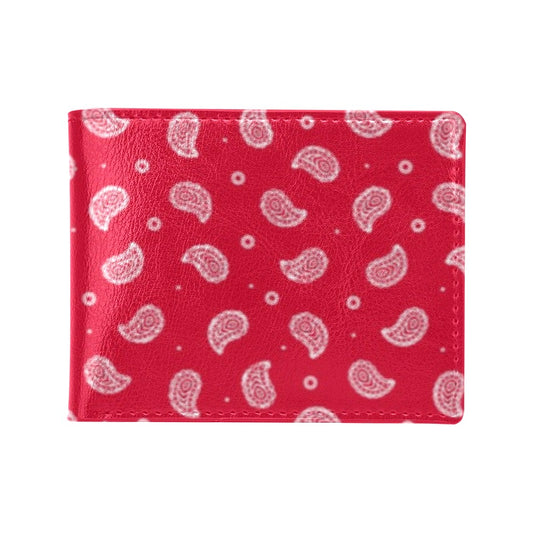 Bandana Red Paisley Print Design LKS305 Men's ID Card Wallet